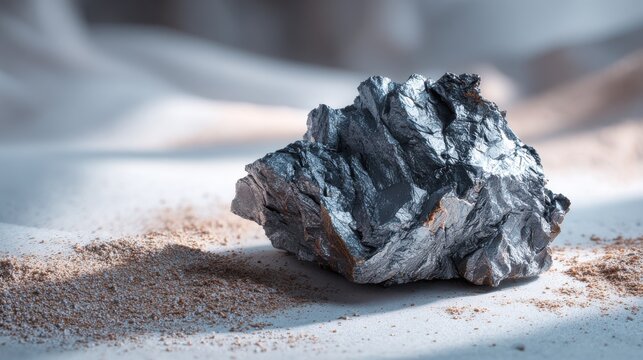 Stunning metallic mineral sample showcasing intricate textures and details. This beautiful metallic mineral specimen reveals fascinating textures and captivating shine, perfect for geology enthusiasts
