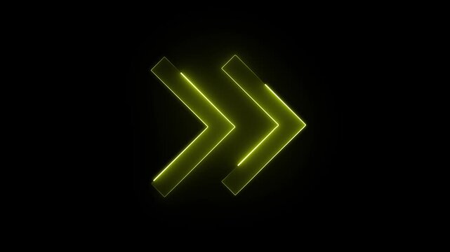 Neon coloring arrow icon animation.on black background