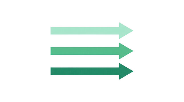 Three green arrows pointing right in a row