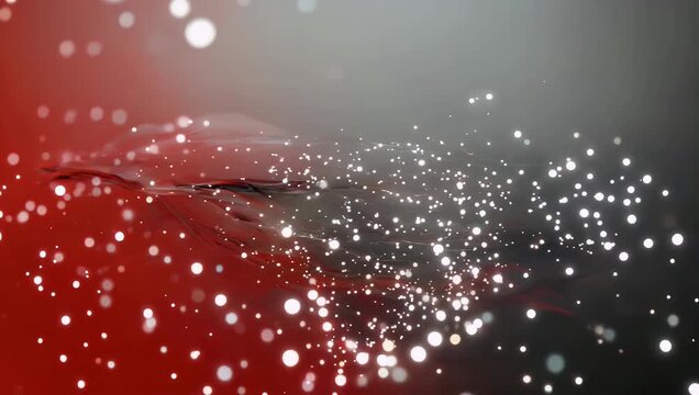 Smooth 4K Ultra HD motion graphic blending soft red and charcoal grey gradients sprinkled with delicate white light dots offering a versatile festive backdrop for digital media and presentations