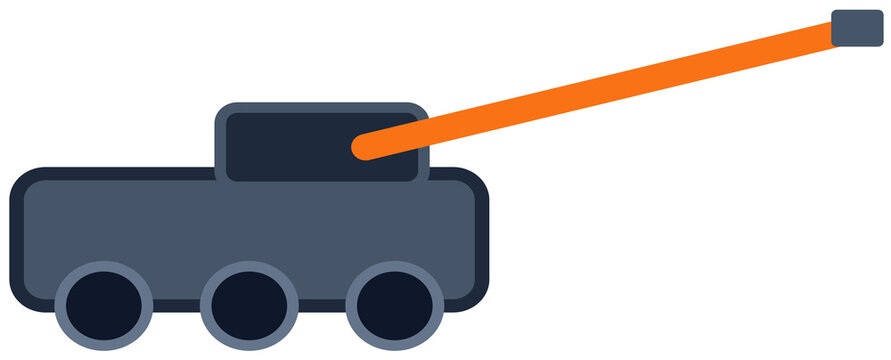 Military armored vehicle firing a destructive laser beam