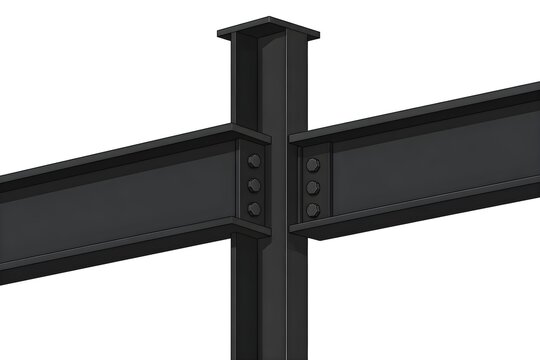 Isolated vector illustration of modern steel i-beam architectural construction frame