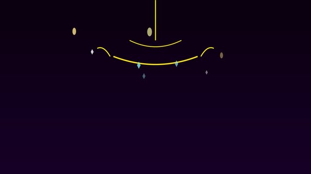 Minimalist abstract motion animation 4k background, with floating geometric, shapes and golden, lines