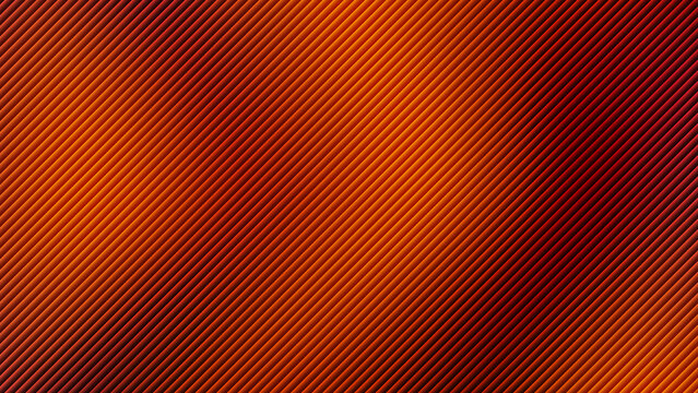 Diagonal striped pattern background featuring dynamic orange and dark red metallic ridges with smooth lighting effects, creating an energetic modern texture for professional creative layouts.