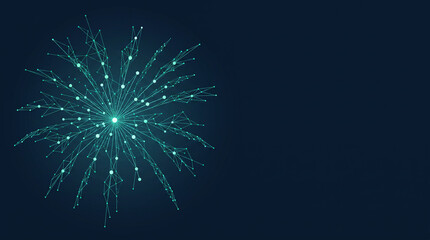 Fototapeta premium Futuristic Plexus Fireworks – Digital Network for New Beginnings, Fresh Start and Innovation