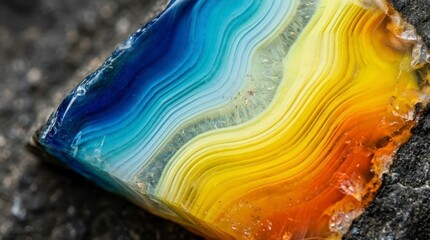 Obraz premium Macro shot of colorful banded agate gemstone