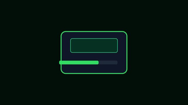 Minimalist digital progress bar loading animation with neon green ui 4k interface