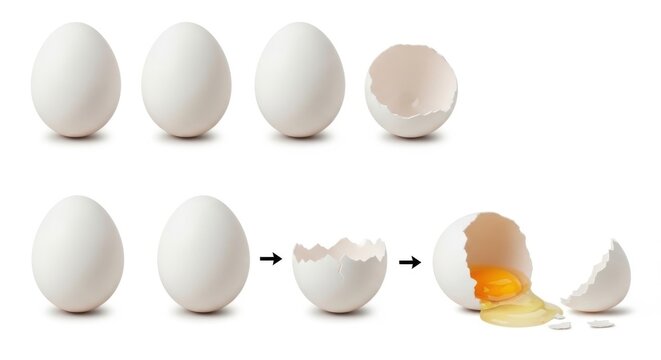 Cracked egg showing yolk and white on shell