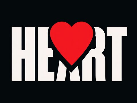Bold heart graphic replacing letter in heart text design