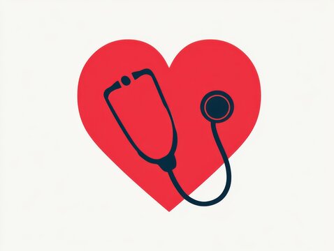 Red heart with stethoscope medical icon vector illustration