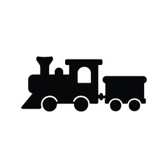 Naklejka premium Simple toy train silhouette vector flat illustration design.