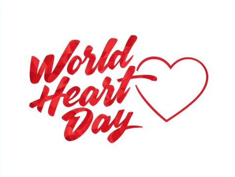 World heart day red text with heart illustration