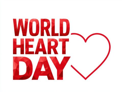 World heart day red text with heart symbol