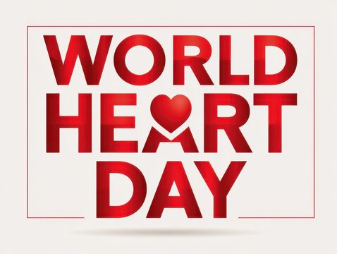 World heart day red text with heart symbol