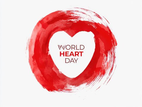 World heart day red watercolor heart illustration