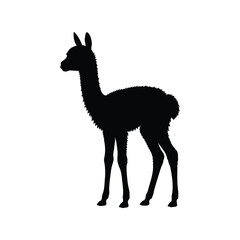Naklejka premium Baby vicuna silhouette vector flat illustration design.