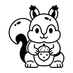 Obraz premium Glyph icon of a squirrel holding an acorn in warm autumn colors, with clean rounded shapes and simple details on a white background for thanksgiving.