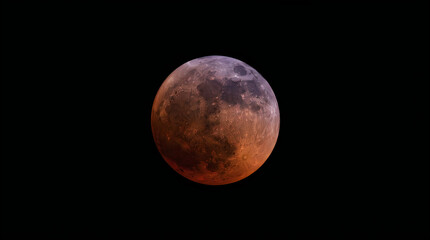 Obraz premium A stunning total lunar eclipse featuring the moon glowing with a deep red hue against a pitchblack night sky, capturing the celestial phenomenon in detail