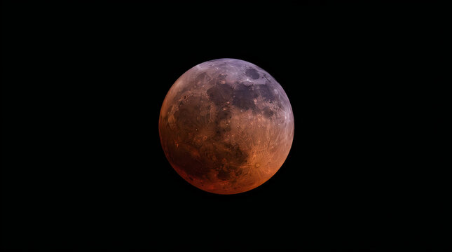 A stunning total lunar eclipse featuring the moon glowing with a deep red hue against a pitchblack night sky, capturing the celestial phenomenon in detail
