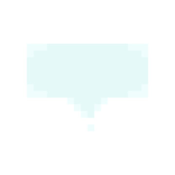 Wide speech bubble banner chat message box pixel art style light blue design. Horizontal wide pixelated dialog game interface asset isolated white background