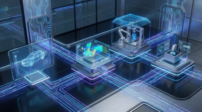Industrial Digital Thread Technology Concept