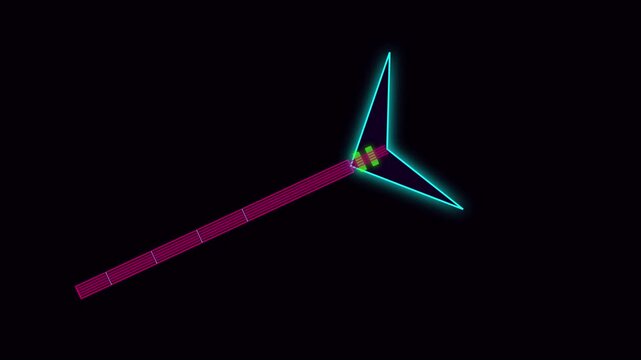Neon cyberpunk spear animation with glowing digital energy effects 4k