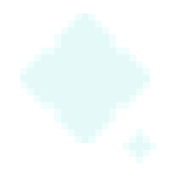 Diamond speech bubble chat message box pixel art style vector light blue colors. Rhombus shaped pixelated sparkle dialog game interface graphic asset isolated white background