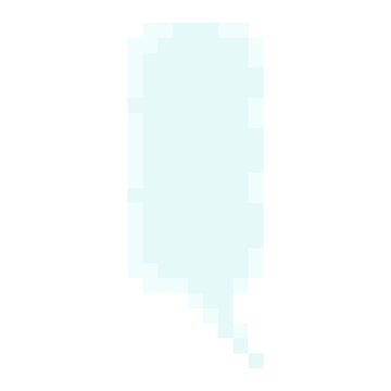 Vertical speech bubble tall message box pixel art style icon light blue color theme. Elongated vertical pixelated dialog game UI asset isolated white background