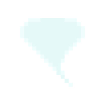 Heart shaped top chat speech bubble pixel art style graphic light blue palette. Unique wide top pixelated dialog box game asset UI element isolated white background
