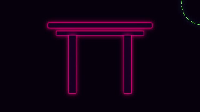 Neon torii gate symbol animation, traditional japanese shrine portal 4k