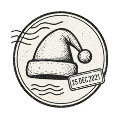 Obraz premium PNG Vintage Santa hat stamp