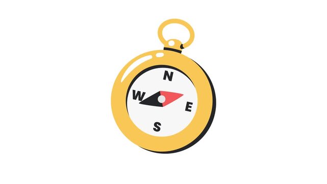 Compass needle rotating seamless loop animation