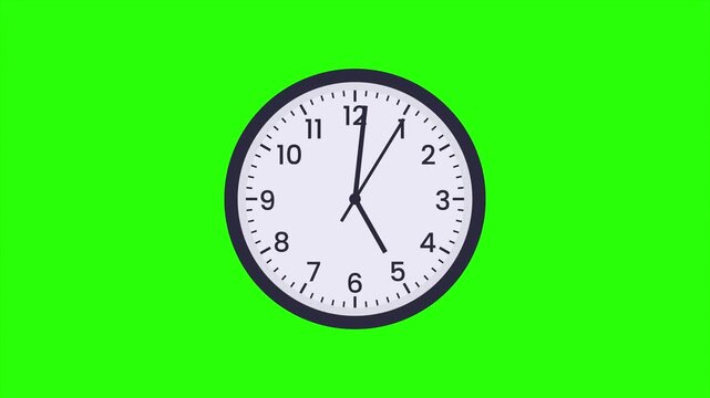 Looping animation of a clock passing one hour on an isolated green background