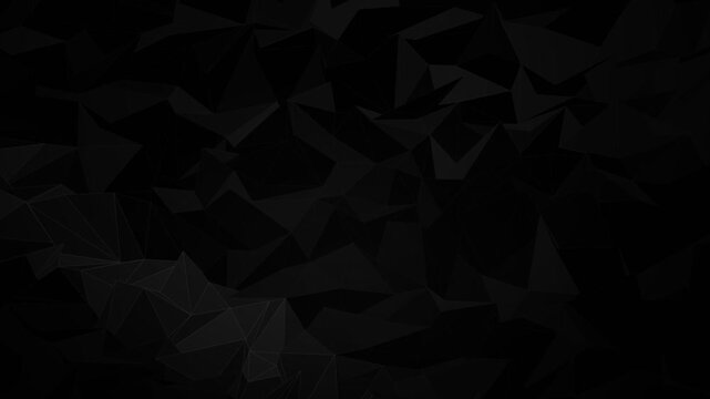 Abstract dark polygonal background with moving geometric triangles and low poly mesh animation. Loop. 4K