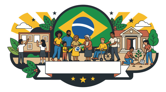 Community activities and celebration of Brazil Independence Day with diverse individuals