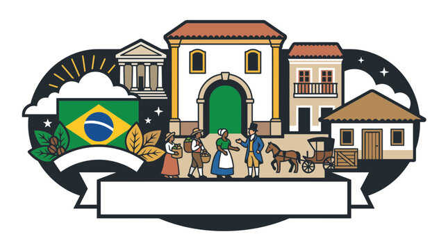 Brazilian Independence Day illustration with cultural heritage and community activities