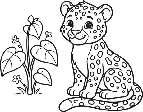 Cute cartoon giraffe standing beside flowers in a field nature