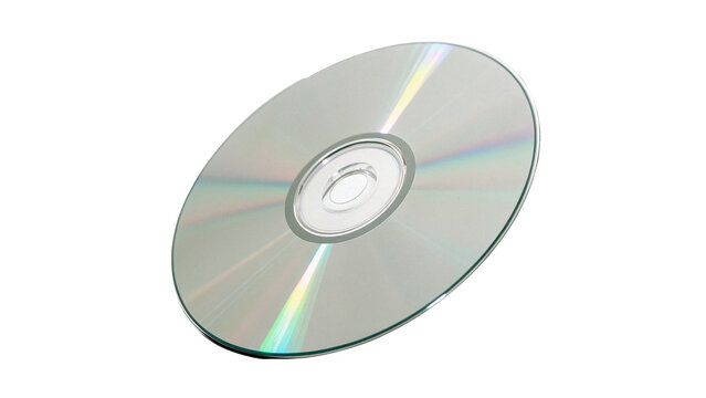 Blank silver metallic compact disc CD DVD mockup template isolated on a white background