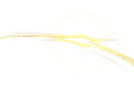 Bright golden light streak glowing across white background