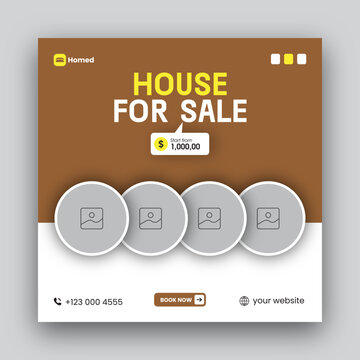 Real estate social media post web banner design template