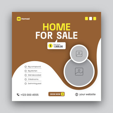 Real estate social media post web banner design template