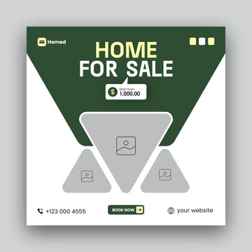 Real estate social media post web banner design template
