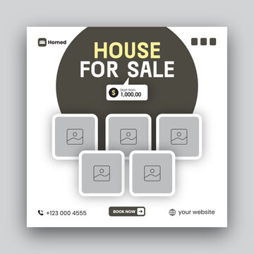 Real estate social media post web banner design template