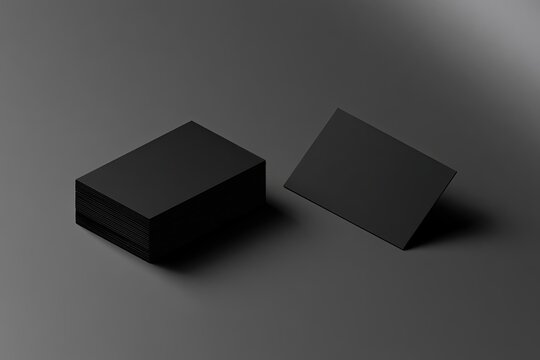 Two stacks of blank black rectangles on a muted gray surface