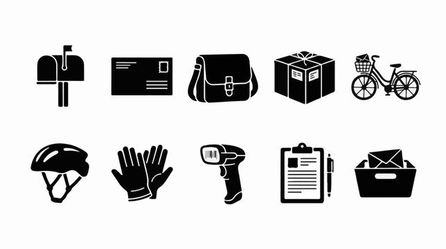 Labor Day postal icon set vector icon set, professional editable SVG illustration collection for business, industry, workplace, technology and modern design projects with clean symbols, isolated eleme