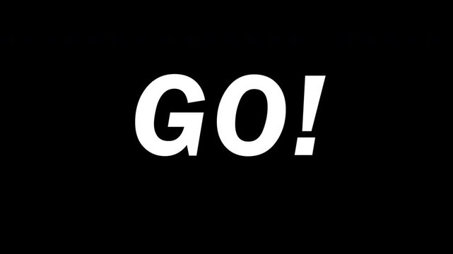 3 2 1 Go! countdown simple for competition time limit animation on transparent background, 4k video