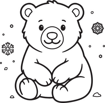 Cute cartoon hippo with flowers black white