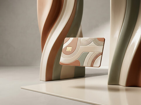 Modern Credit Card Displayed On Abstract Minimalist Furniture Design transparent background