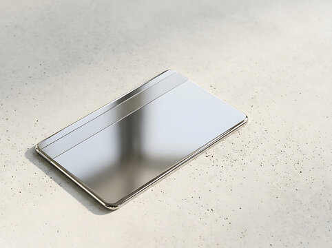 Modern sleek smartphone lying flat on textured light surface transparent background