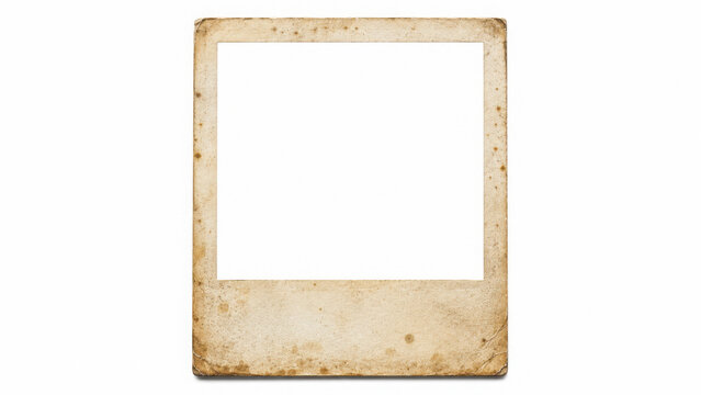 Vintage Polaroid frame, distressed photo border, white background, retro instant camera template
